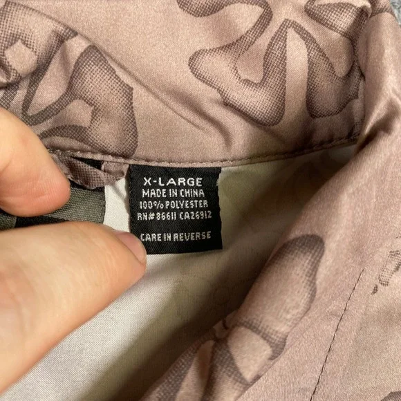 No Fear Mens XL Short Sleeve Button Up Shirt Blue Tan Tropical Ombre Fade Y2K - Picture 7 of 8